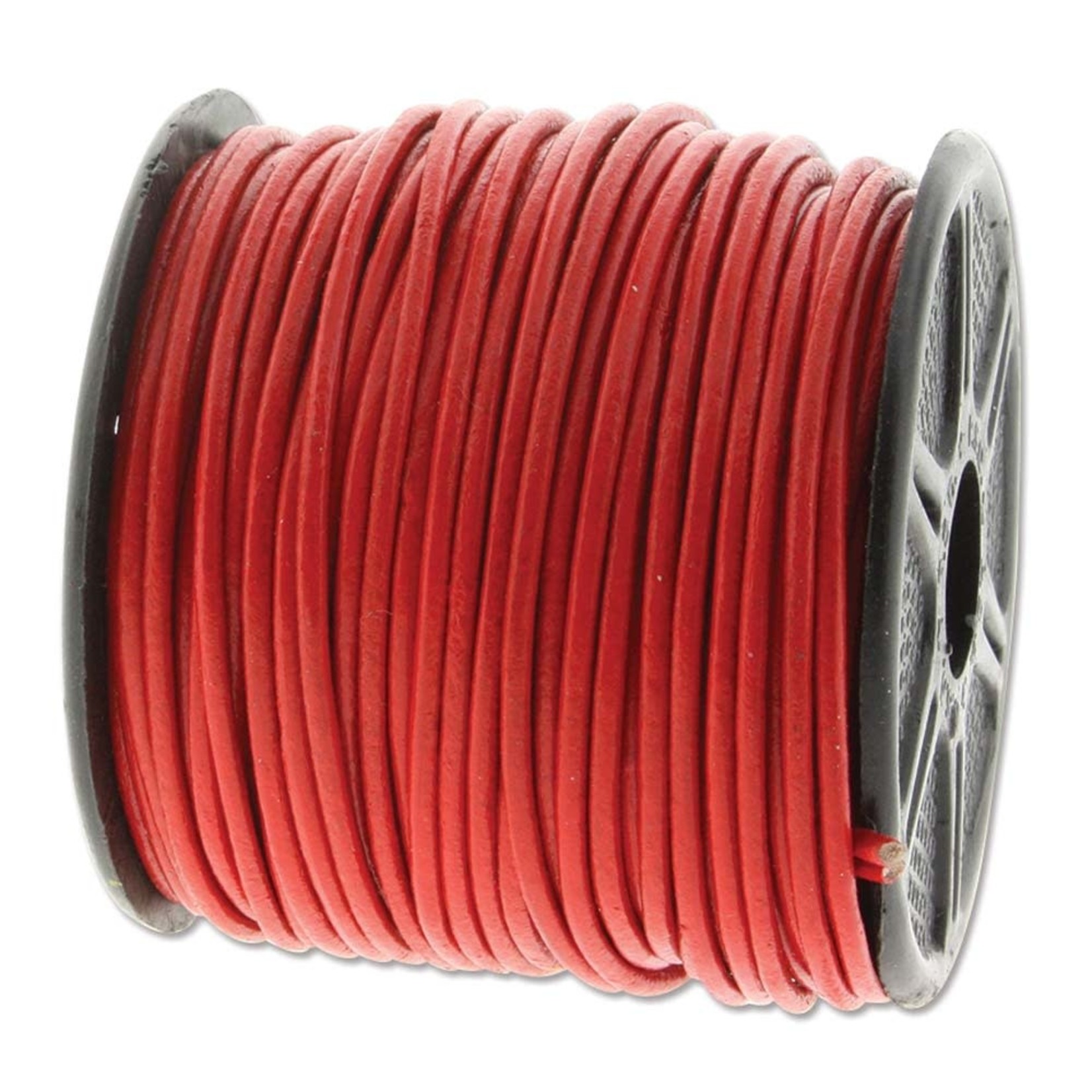Leather Cord 1mm Round Cord Red - 1 foot