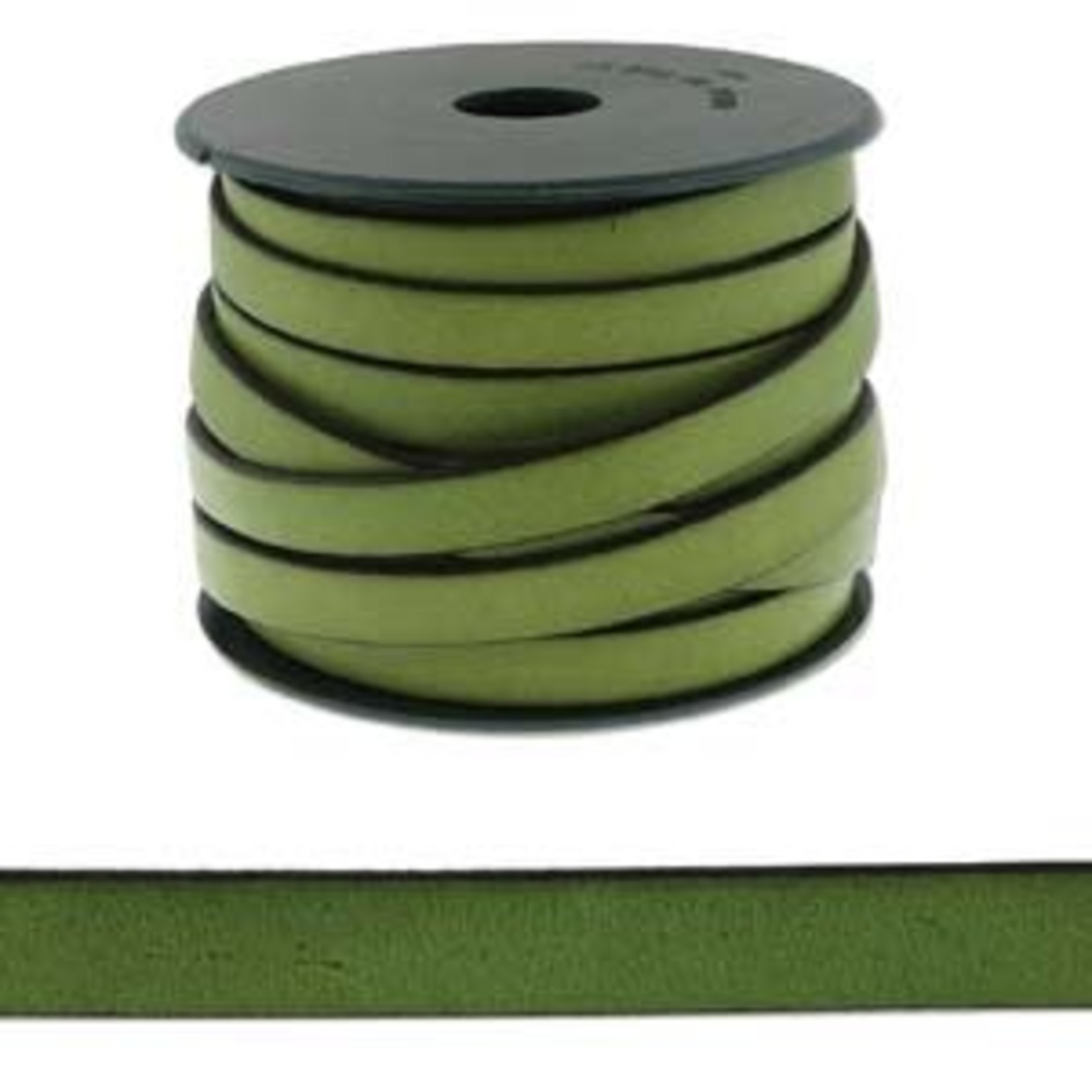 Leather Flat Strap  10x2mm Green - 1 Inch