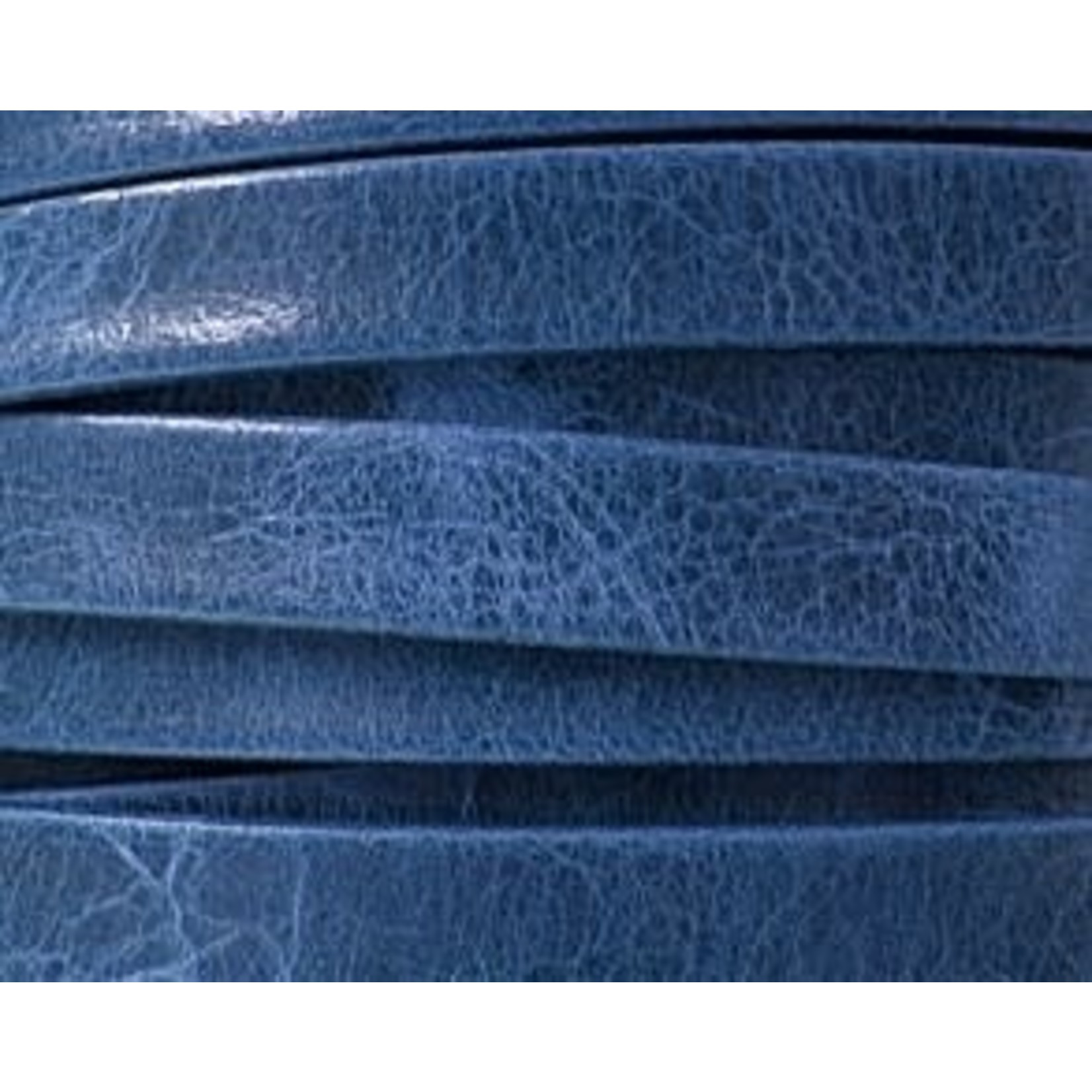 Leather Flat Strap Italian 10x2mm Denim Blue - 1 Inch