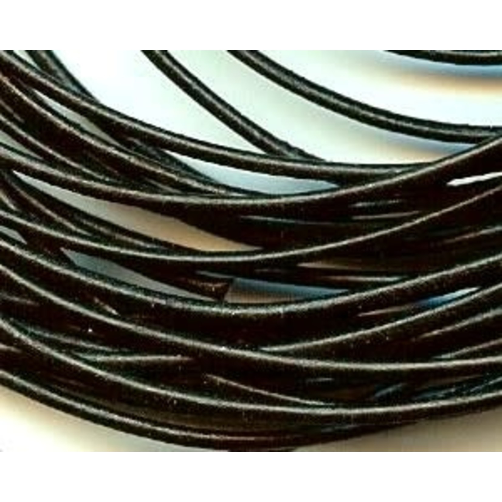 Leather 2mm Round Cord Black (Chinese) - 1 foot