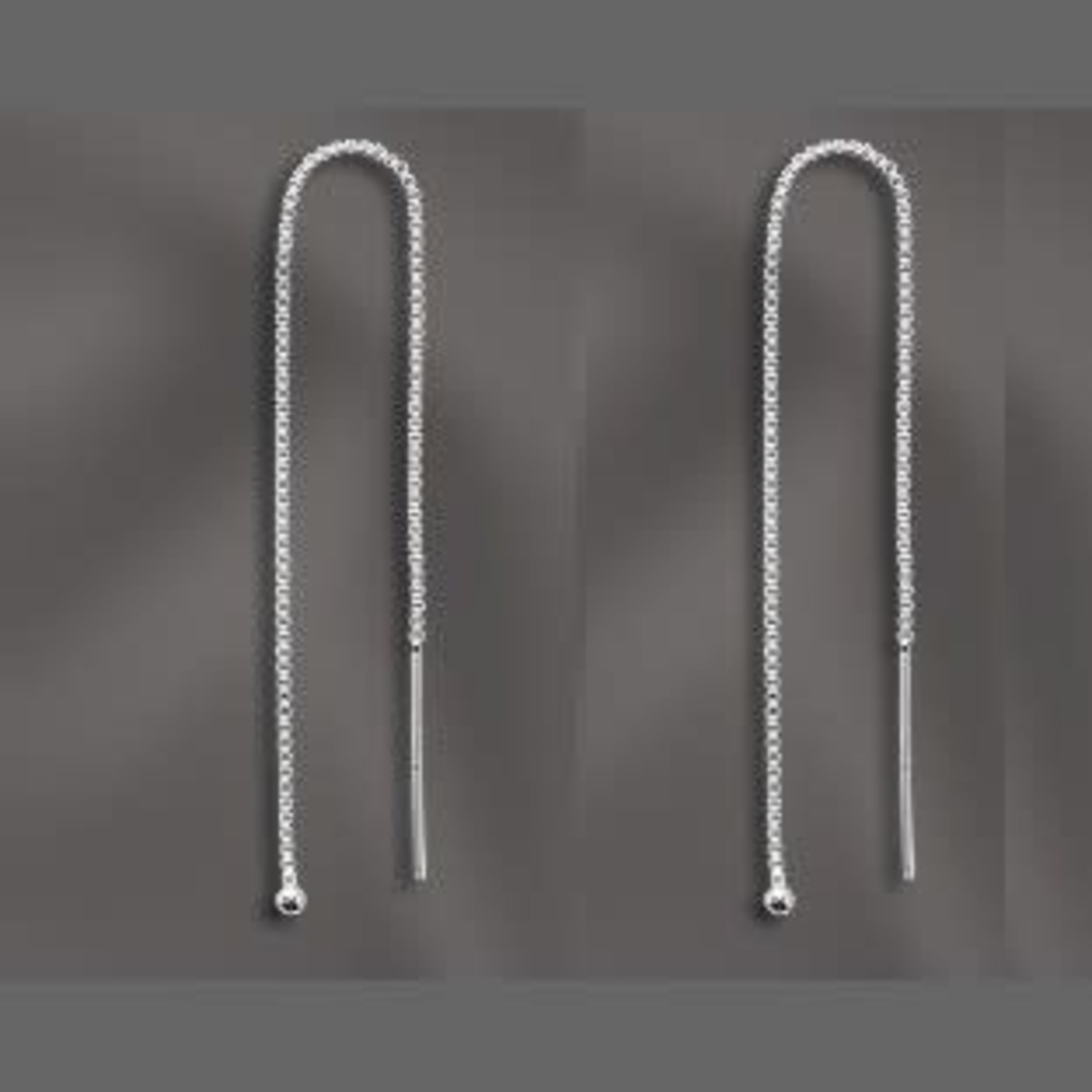 Sterling Silver Ear Thread 4" 2mm Ball - Pair
