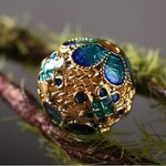Cloisonne Dripping Water 10mm Gold Round Filigree Bead