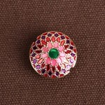 Cloisonne Coin 14mm Mandala Rose Bead