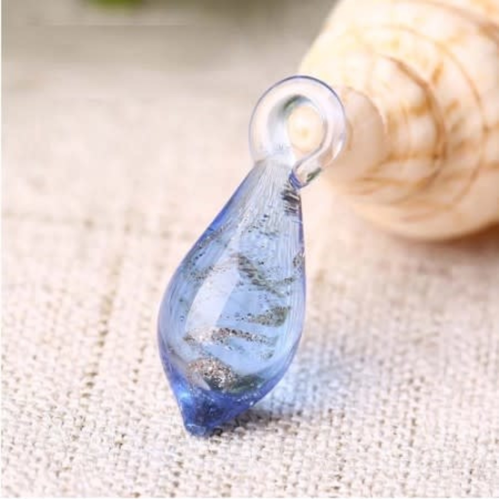 Sapphire Sand Lampwork Glass Teardrop