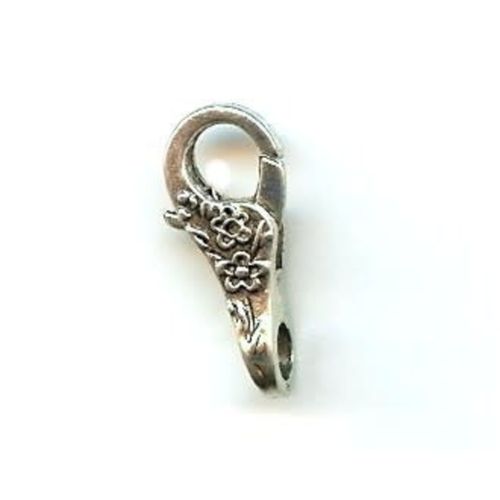 Pewter Lobster Clasp with Flowers 25x20mm