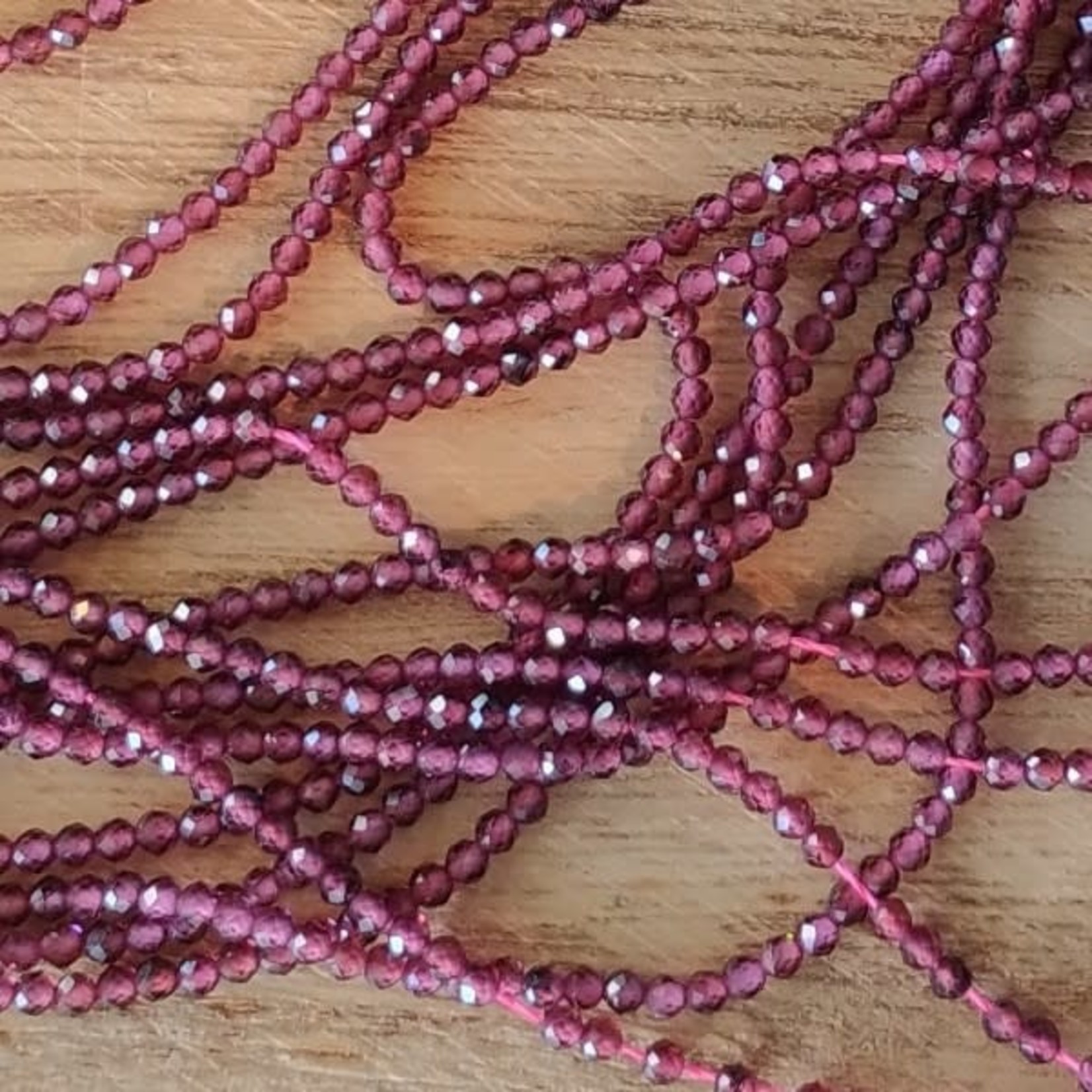 Garnet 2mm Faceted Bead Strand