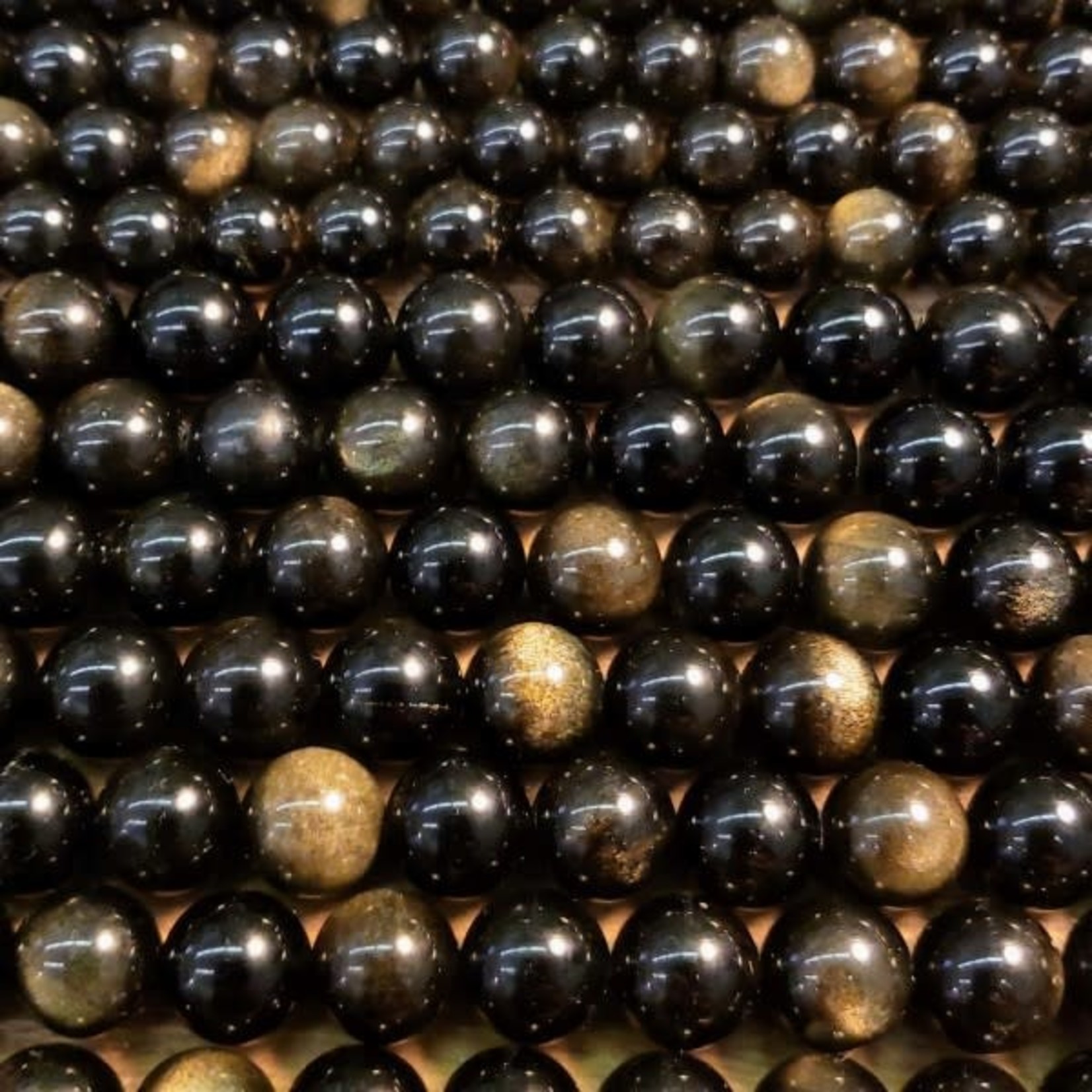Golden Sheen Obsidian  8mm Bead Strand