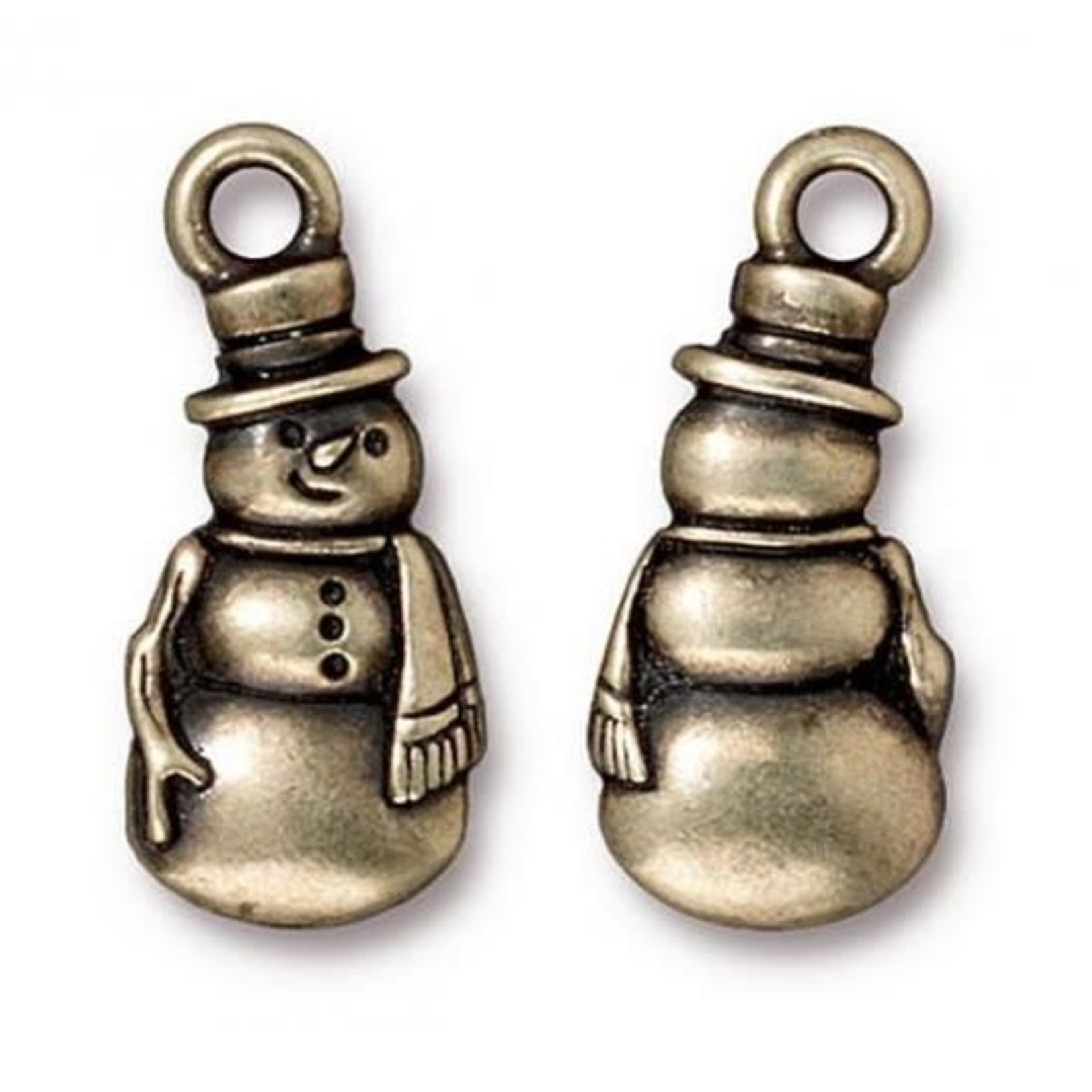 TierraCast Snowman Charm -Antique Brass Plated