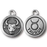 TierraCast Tierracast Antique Silver Plated Taurus Zodiac Charm