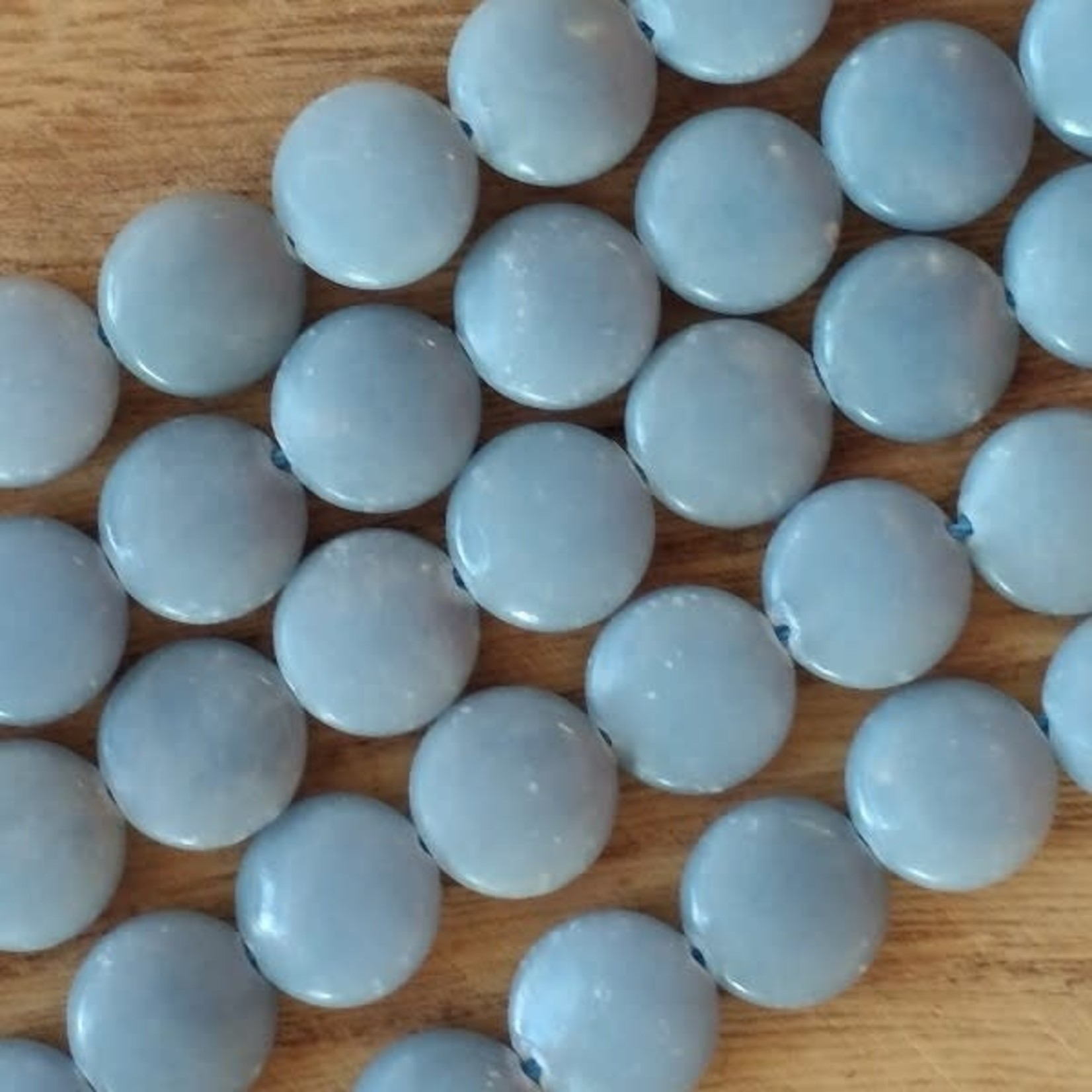 Angelite 12mm Coin Bead Strand