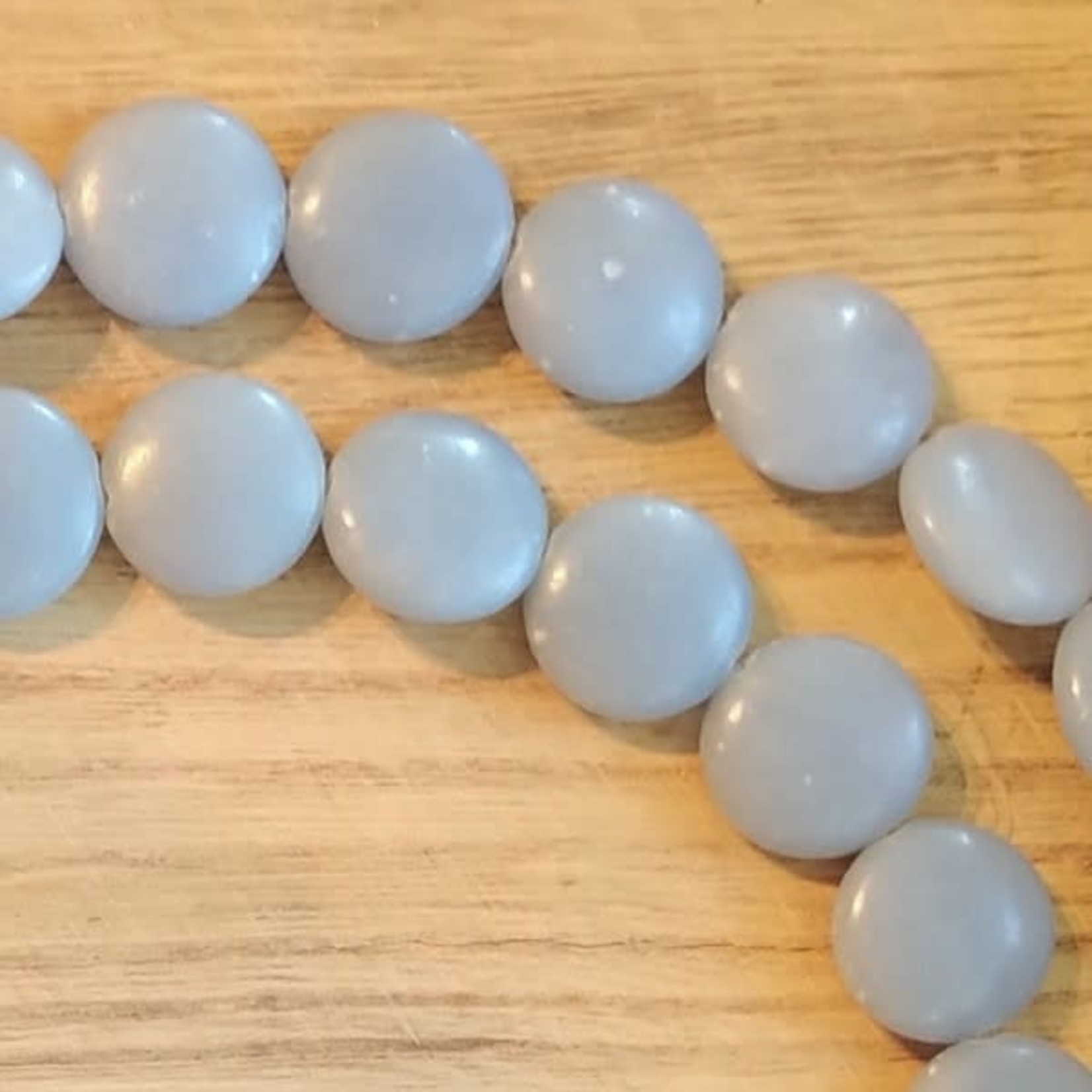 Angelite Coin 18mm Bead Strand