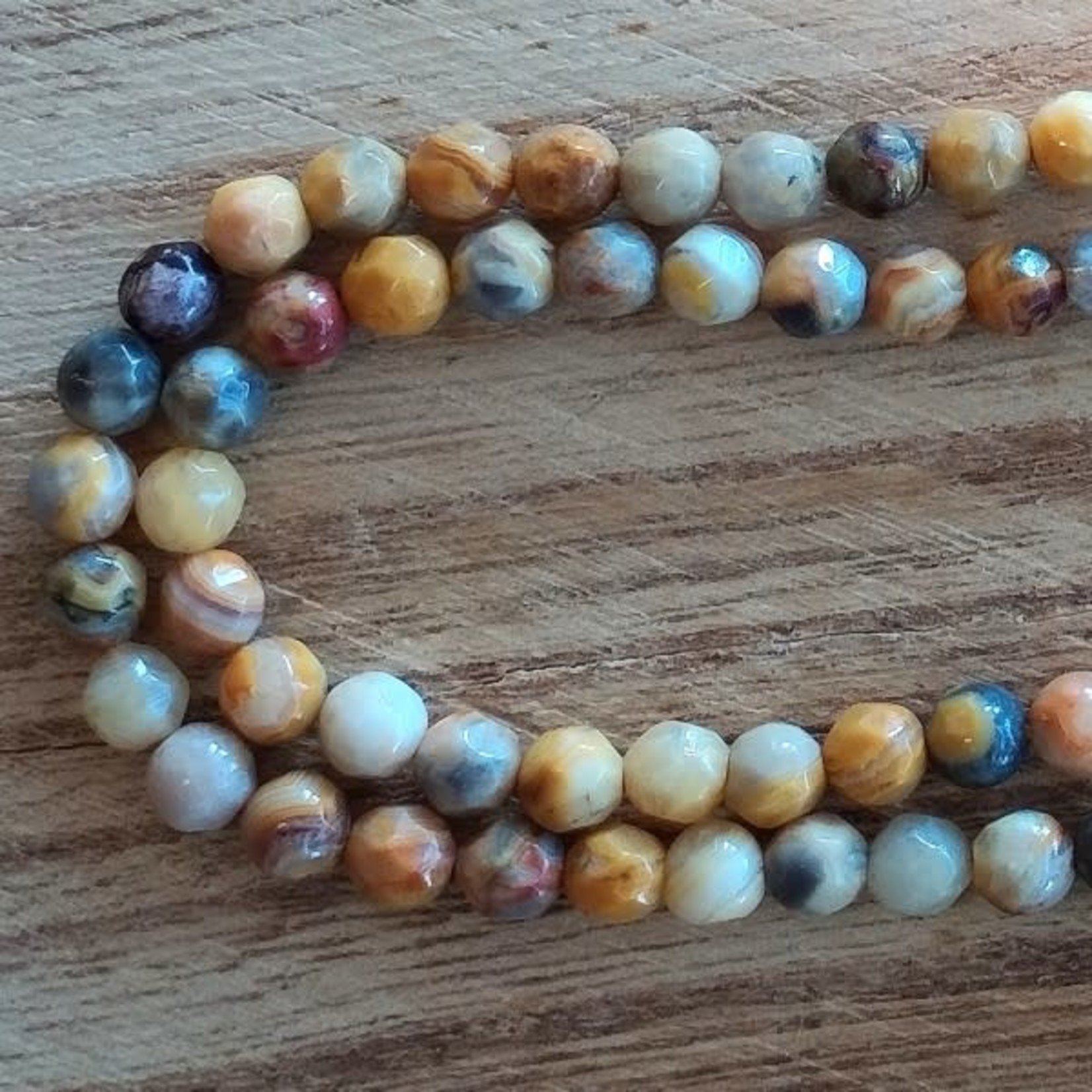 Yellow Crazy Lace Agate  4mm Faceted Bead Strand