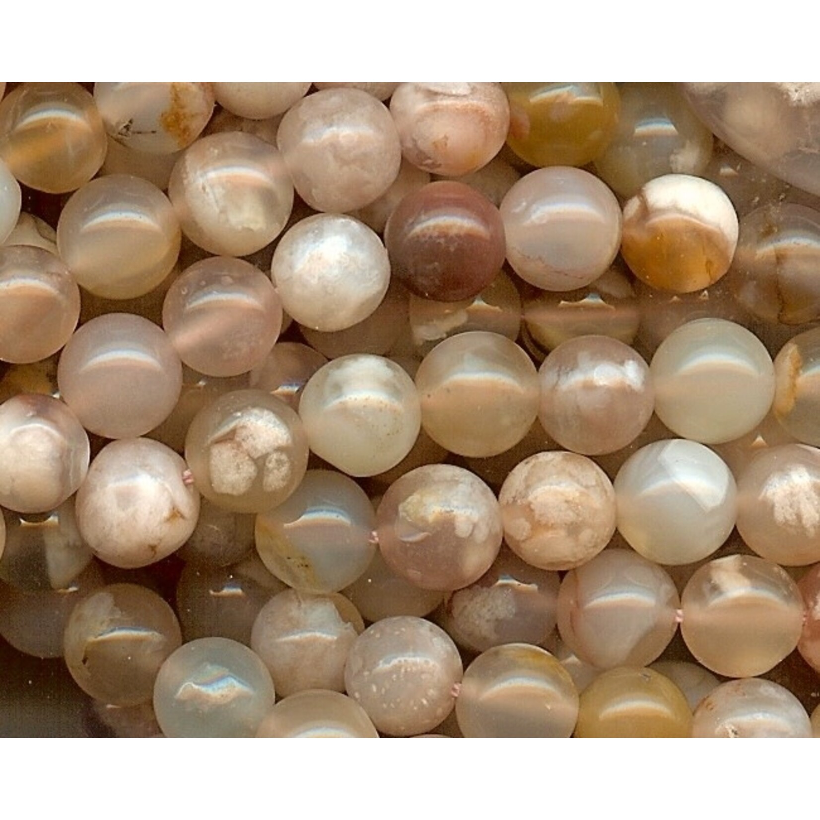 Sakura Chalcedony  8mm Round Bead