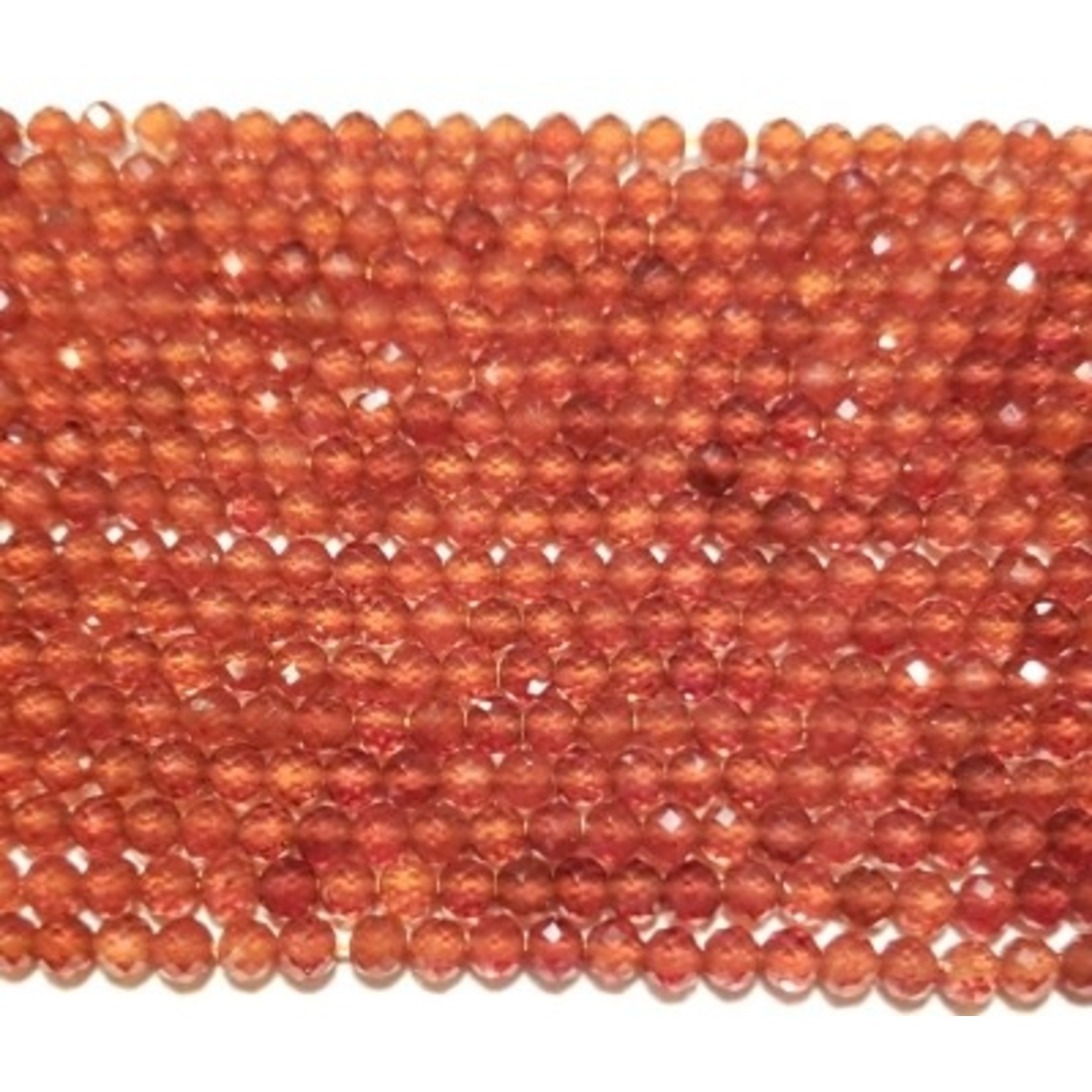 Orange Garnet 2mm Faceted Round Bead Strand