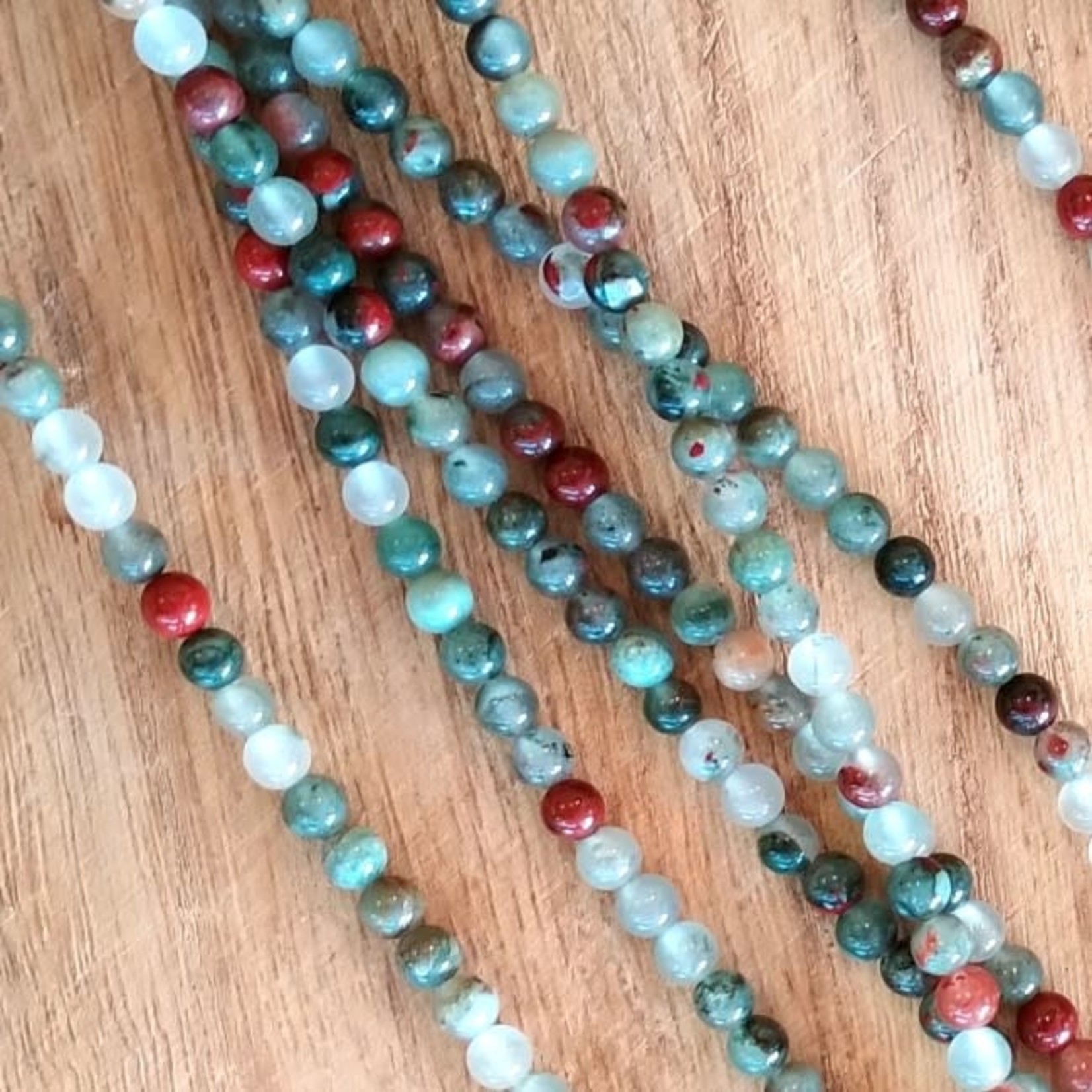 Bloodstone  4mm Round Bead Strand