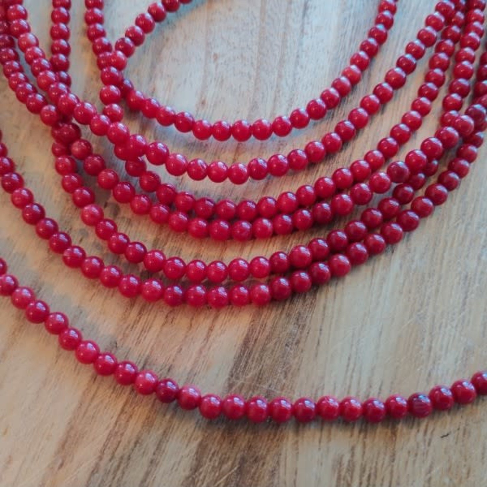 Coral Red 4mm Round Bead Strand