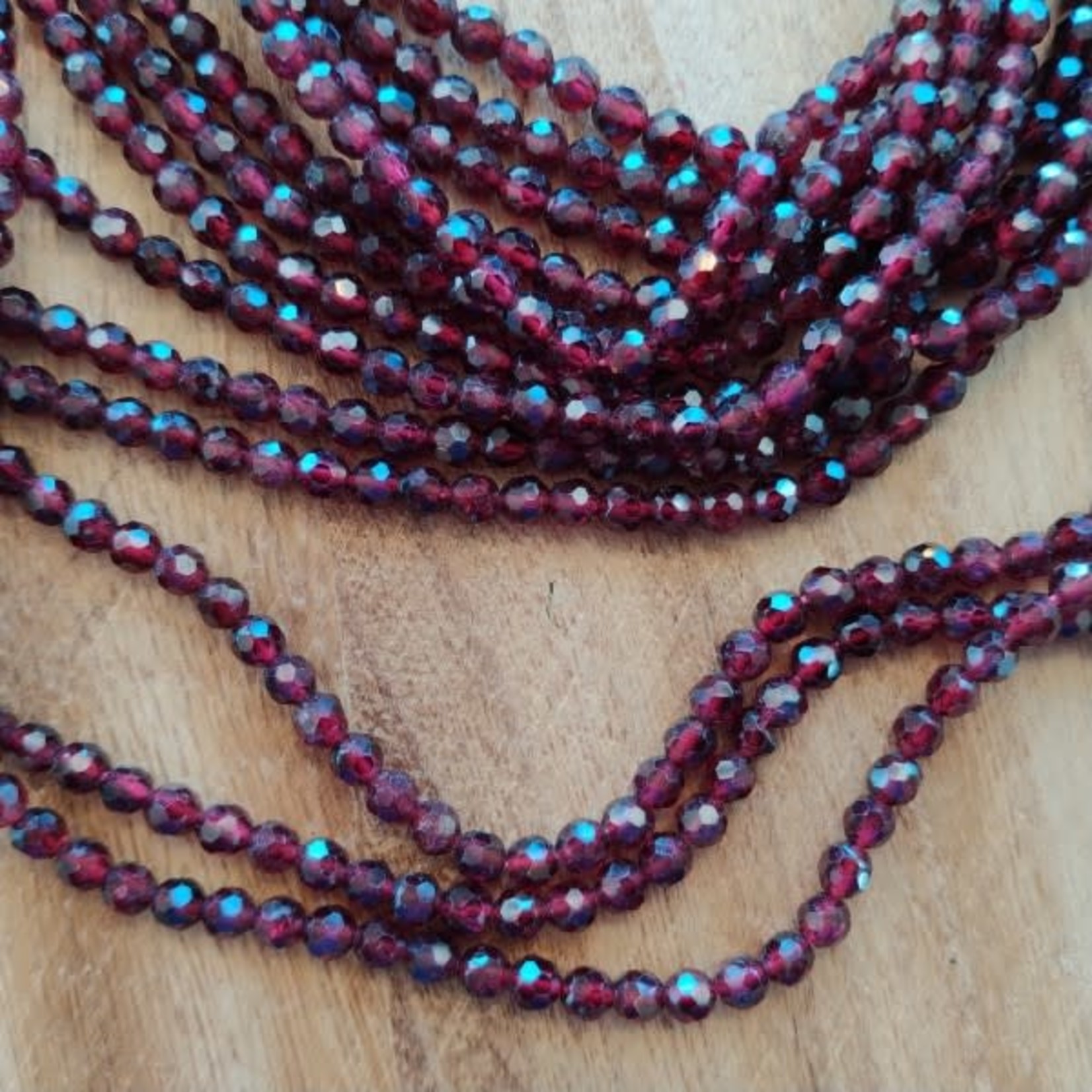 Garnet 4mm Faceted Round Bead Strand