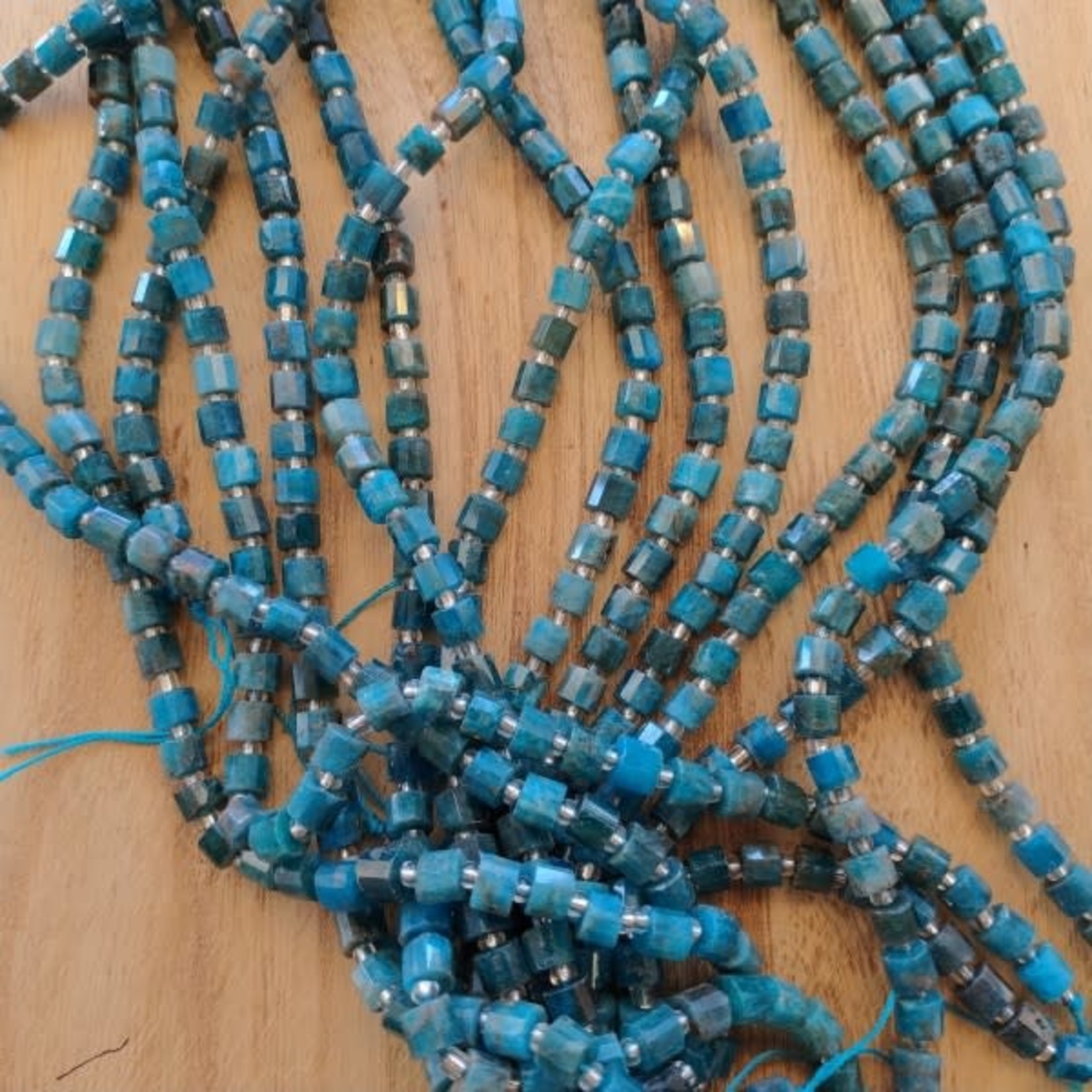 Apatite Faceted Tube Bead Strand