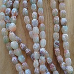 Etched Agate 12x8mm Lantern Cantelope Bead Strand