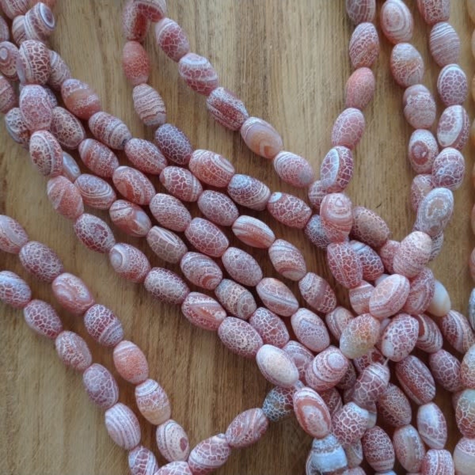 Etched Agate Multiple Oval Bead Strand