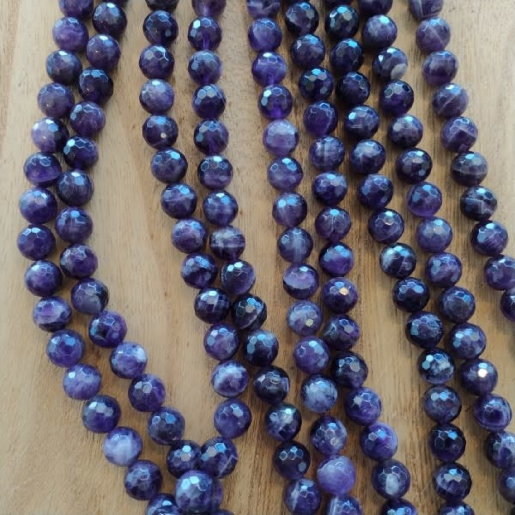 Amethyst 10mm Faceted Round Bead Strand from Brazil