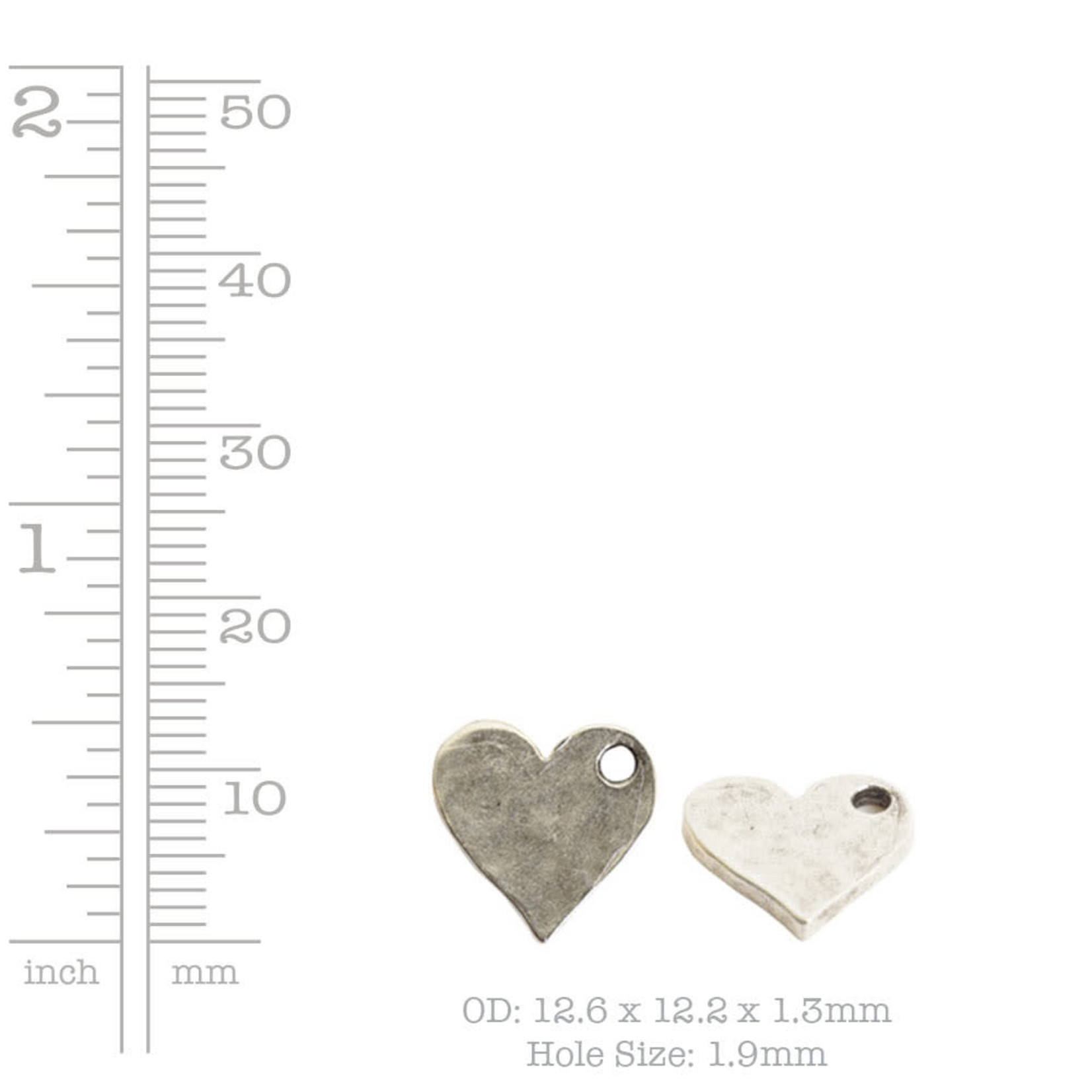 Nunn Design Heart Hammered 13x12mm Charm - Antique Silver