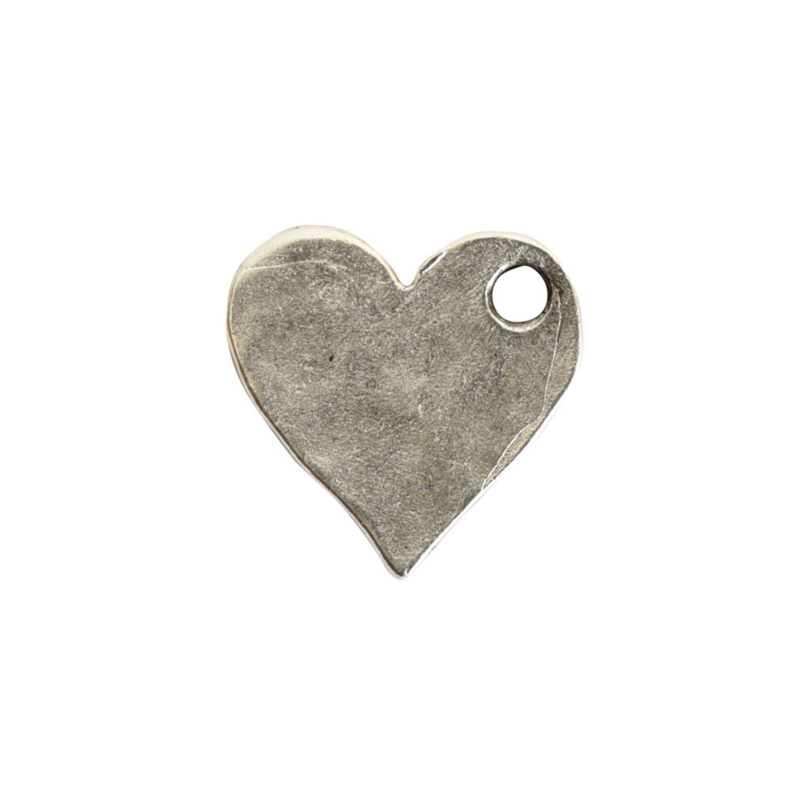 Nunn Design Heart Charm Antique Silver  Mini Hammered Flat Tag Charm