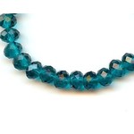 Faceted Glass Rondelle 4x6mm Teal Bead