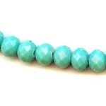 Faceted Glass Rondelle 6x8mm Opaque Turquoise Green Bead