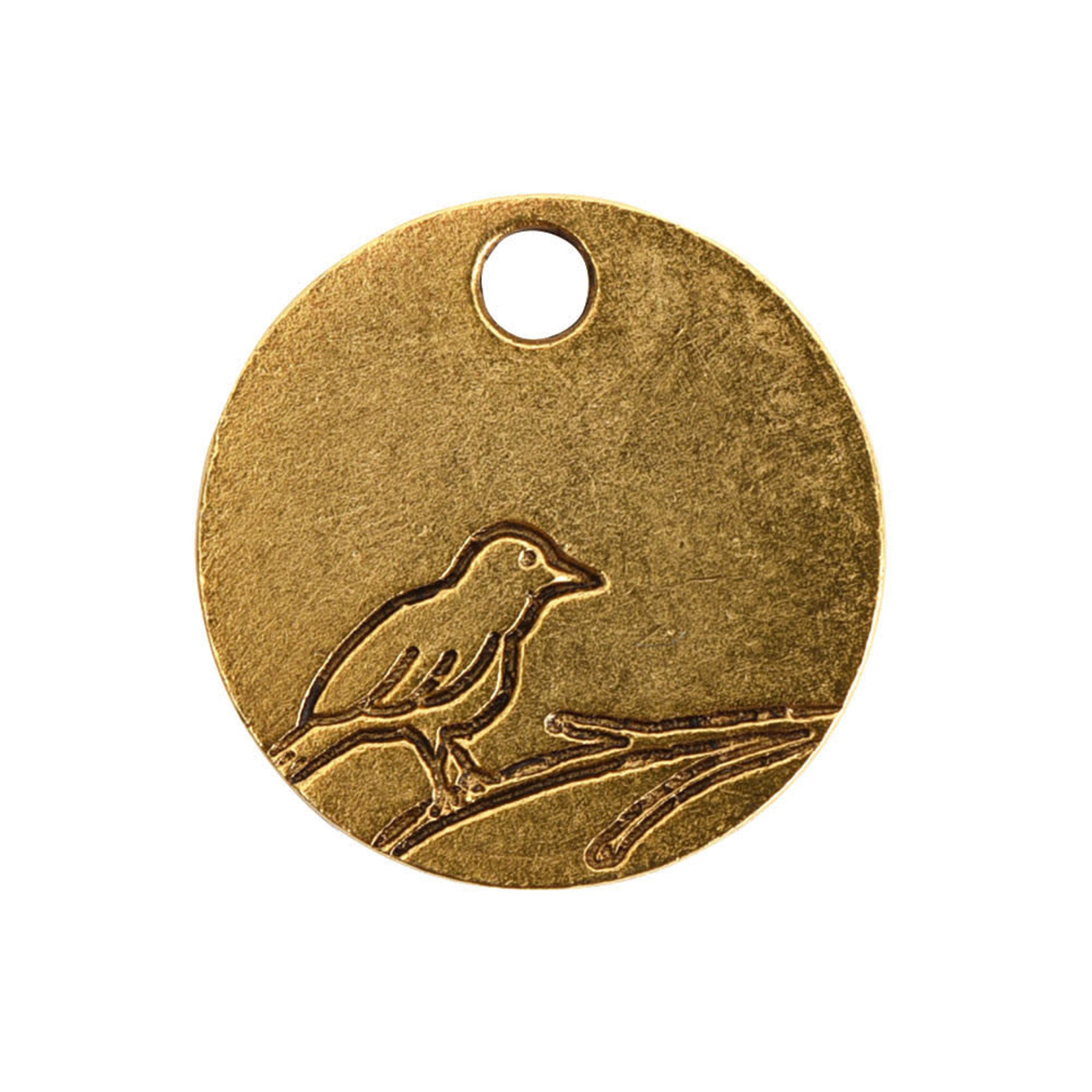 Nunn Design Small Bird Decorative Tag - Antique Gold Plated