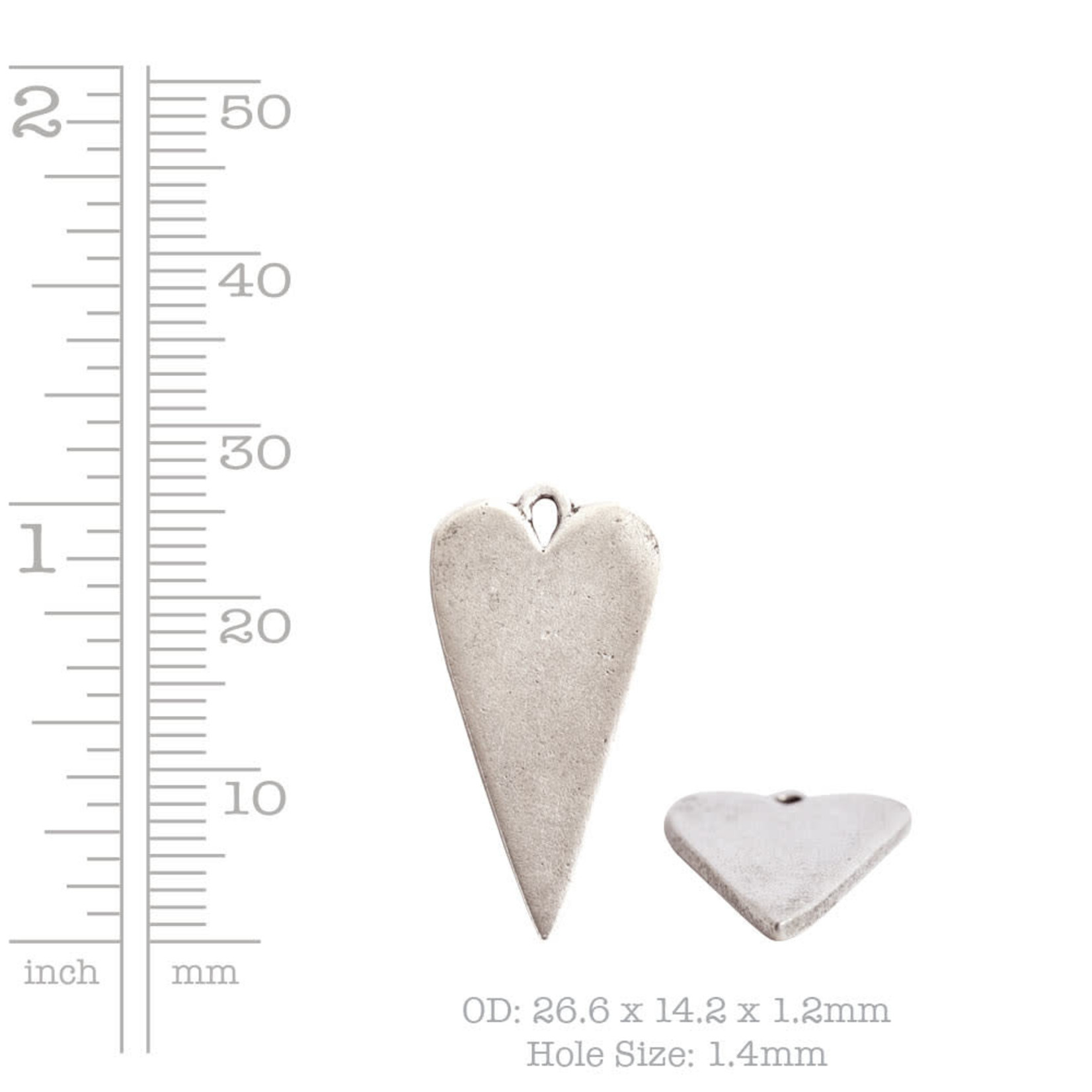 Nunn Design Elongated Heart Gold Plated 27x14mm Charm