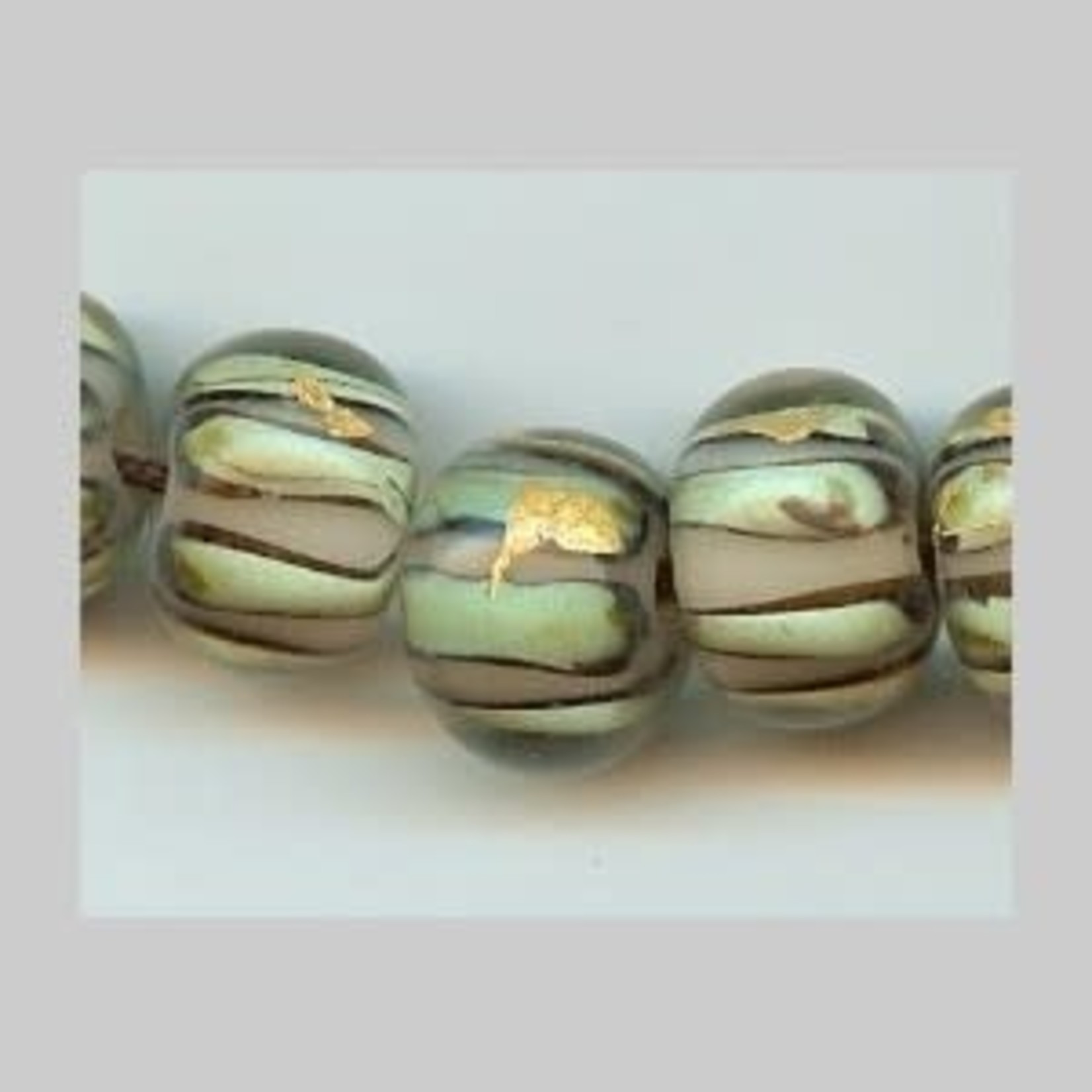 Light Moss 12x8mm Rondelle Lampwork Glass Bead