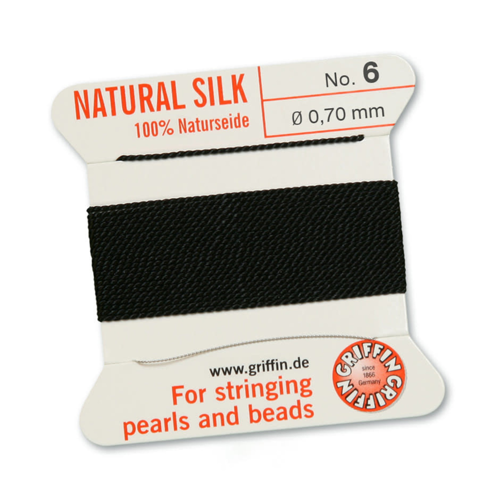 Griffin Griffin Silk Bead Cord Black Size 06
