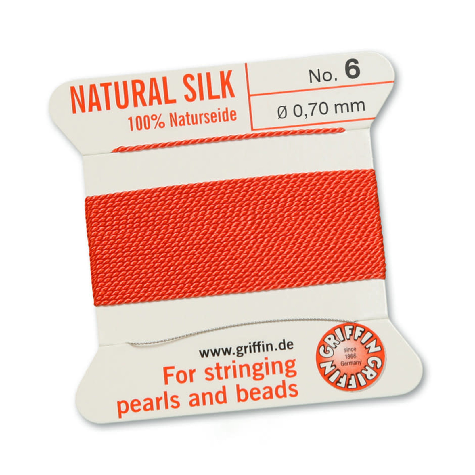 Griffin Griffin Silk Bead Cord Red Size 06