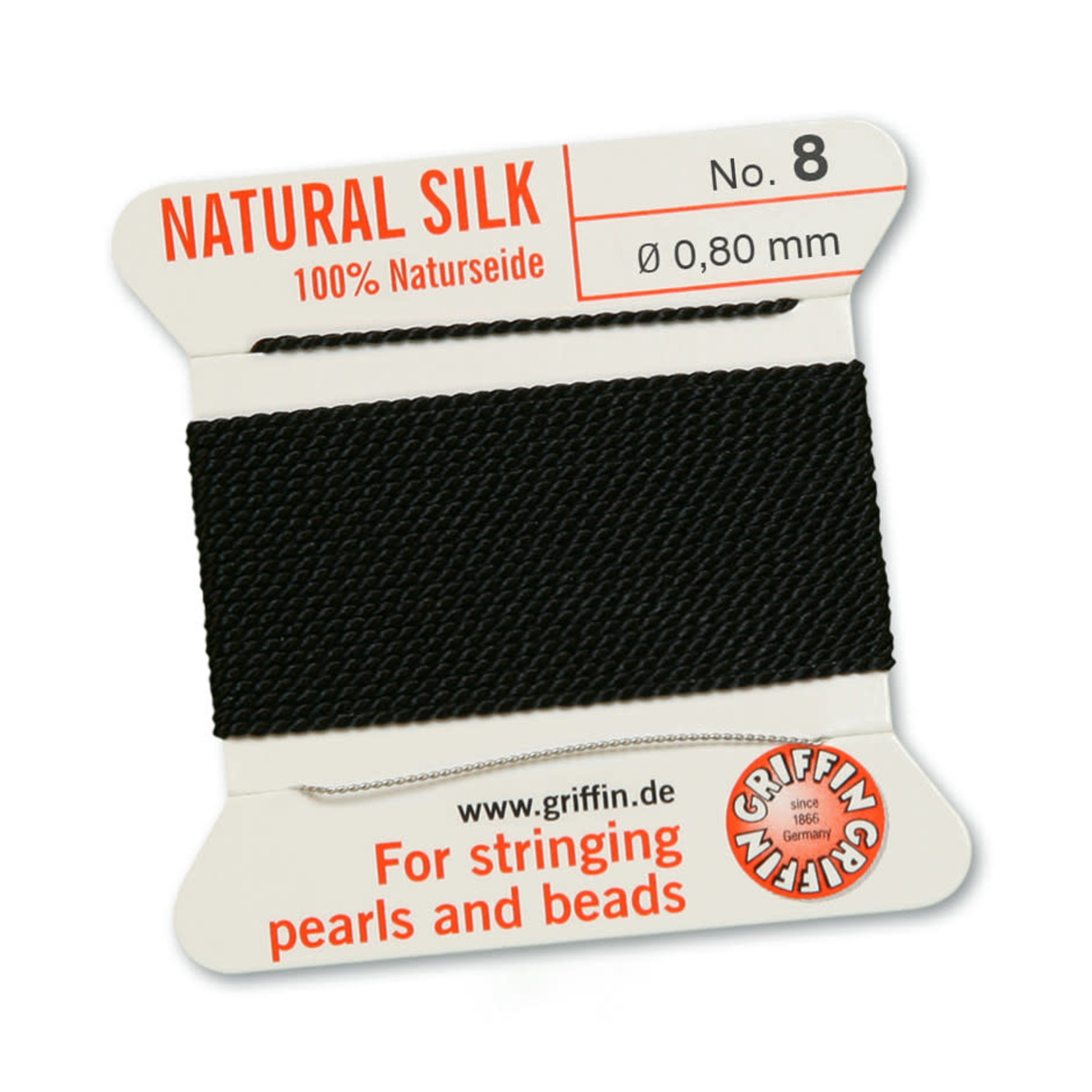 Griffin Griffin Silk Bead Cord Black Size 08