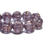 Czech Glass Melon  8mm Violet Gold Bead Strand