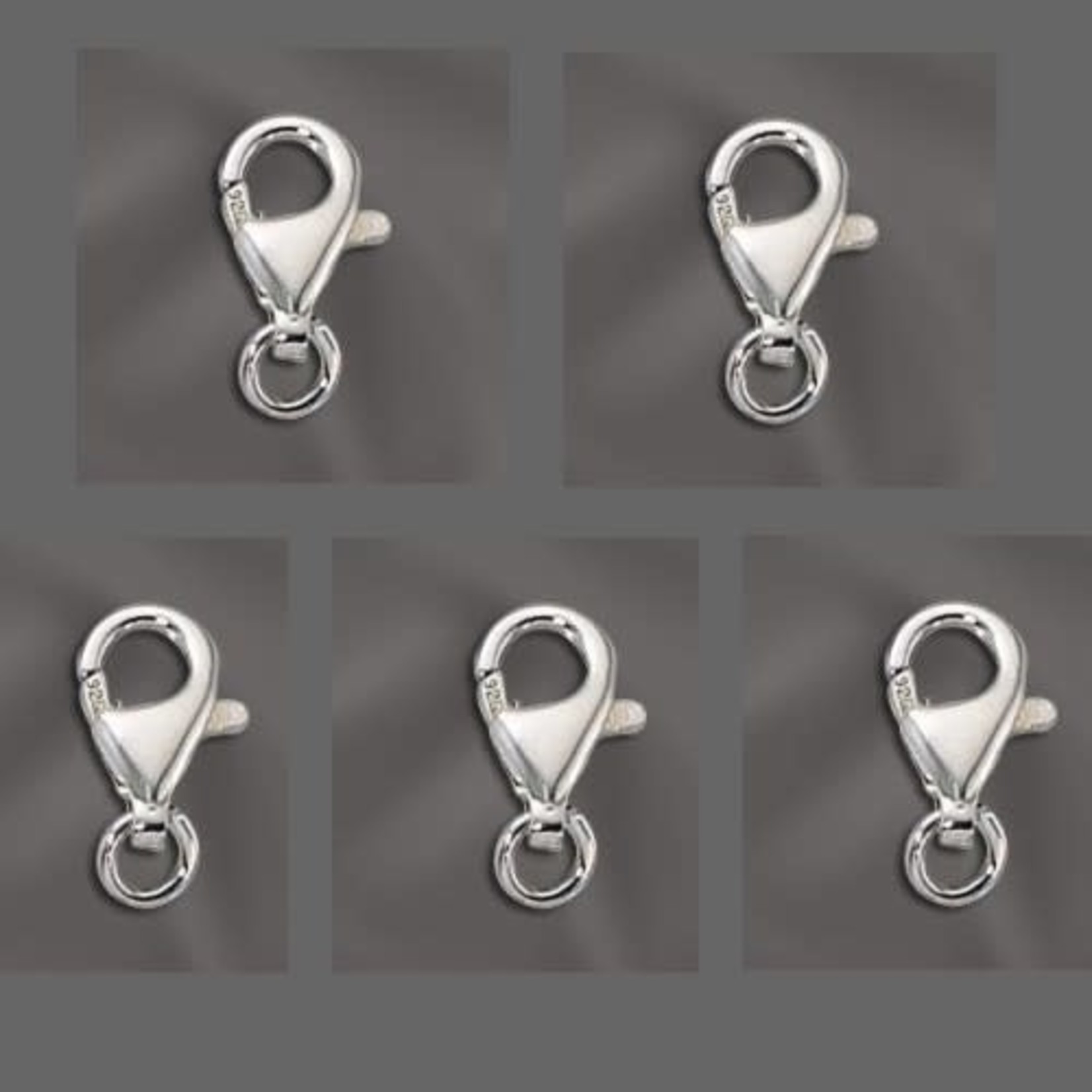 Sterling Silver Trigger 10mm Clasp with Open Ring - 5 Pieces