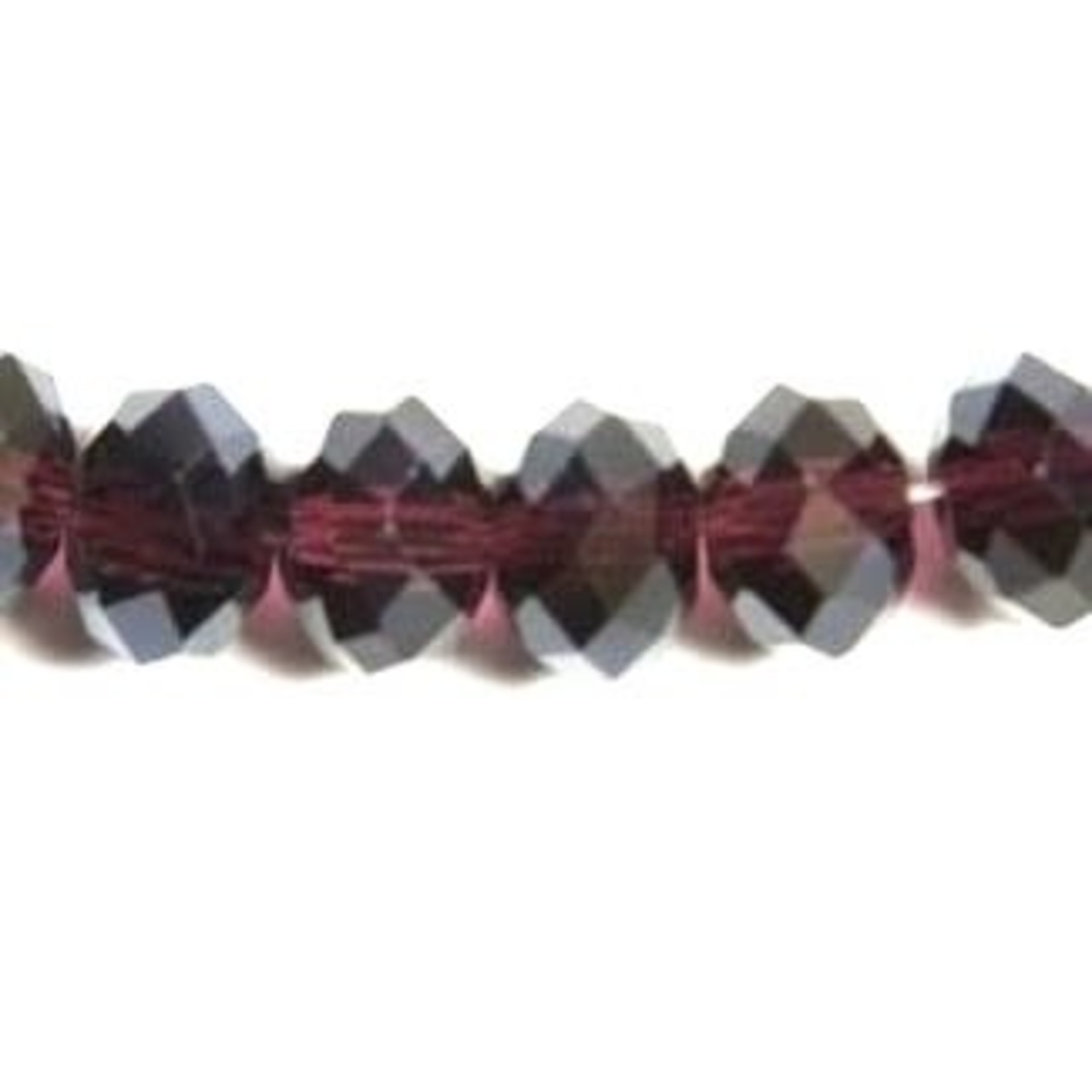 Faceted Glass Rondelle  8x10mm Purple Dark - 20 Pieces