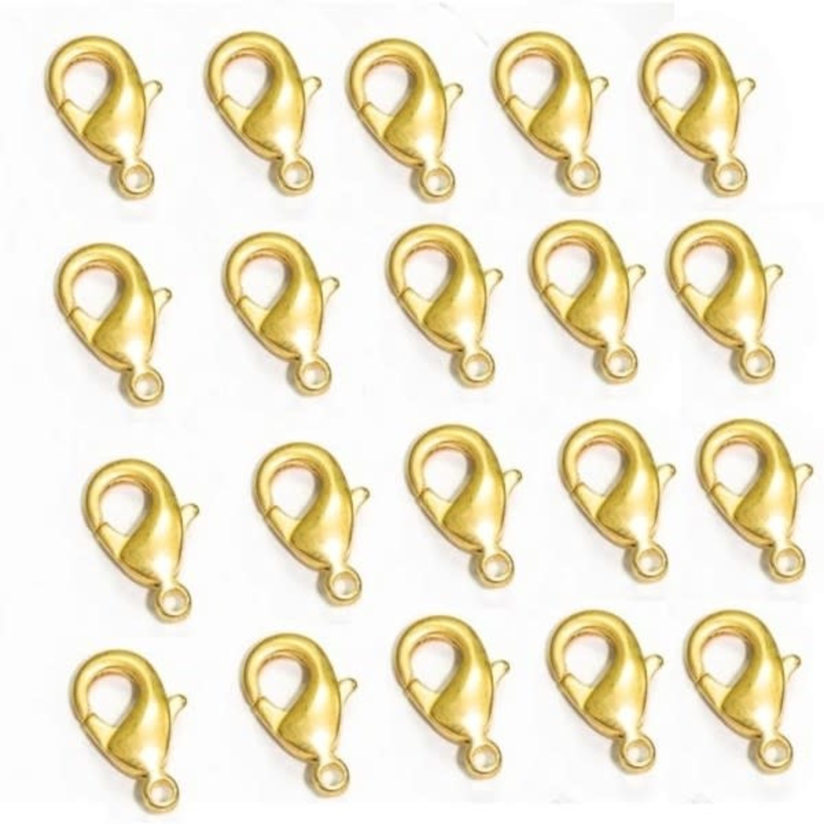 Satin Gold Plated Lobster Clasp 12x7mm Nickel-Free - 20 pieces