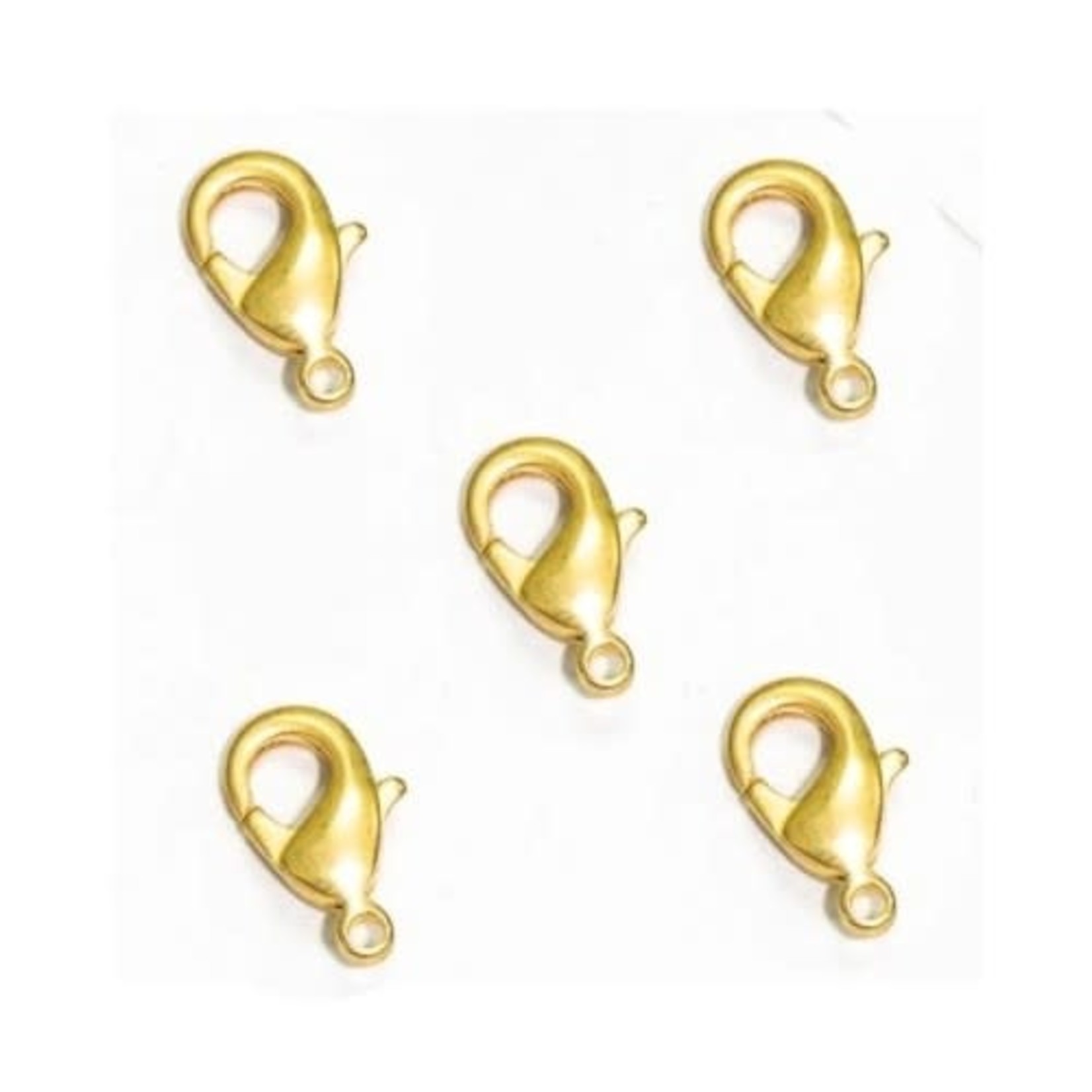 Lobster Clasp 12x7mm Nickel-Free Satin Gold Plated -  5 pieces