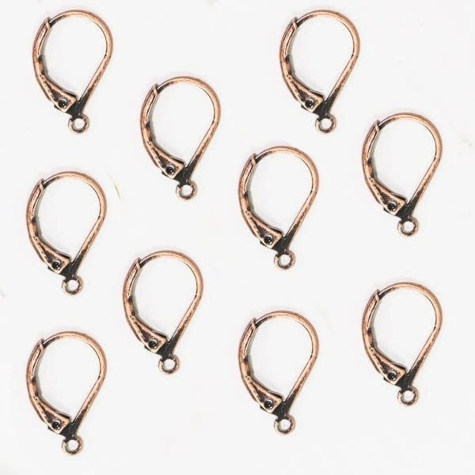 Antique Copper Plated Leverback Earwire 15x10mm Nickel-Free - 10 pieces