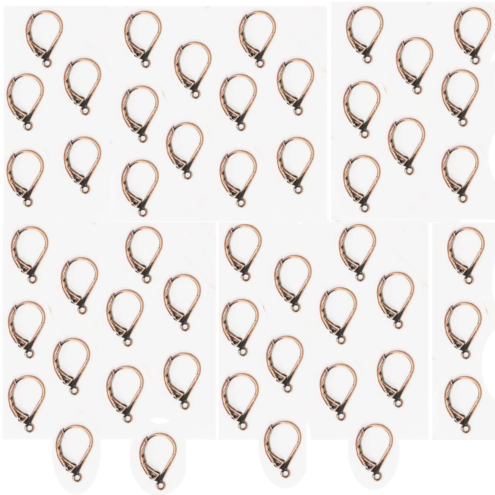 Antique Copper Plated Leverback Earwire 15mm x 10mm Nickel-Free - 50 pieces