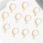 Leverback Earwire 15x10mm Nickel-Free Satin Gold Plated - 10 pieces