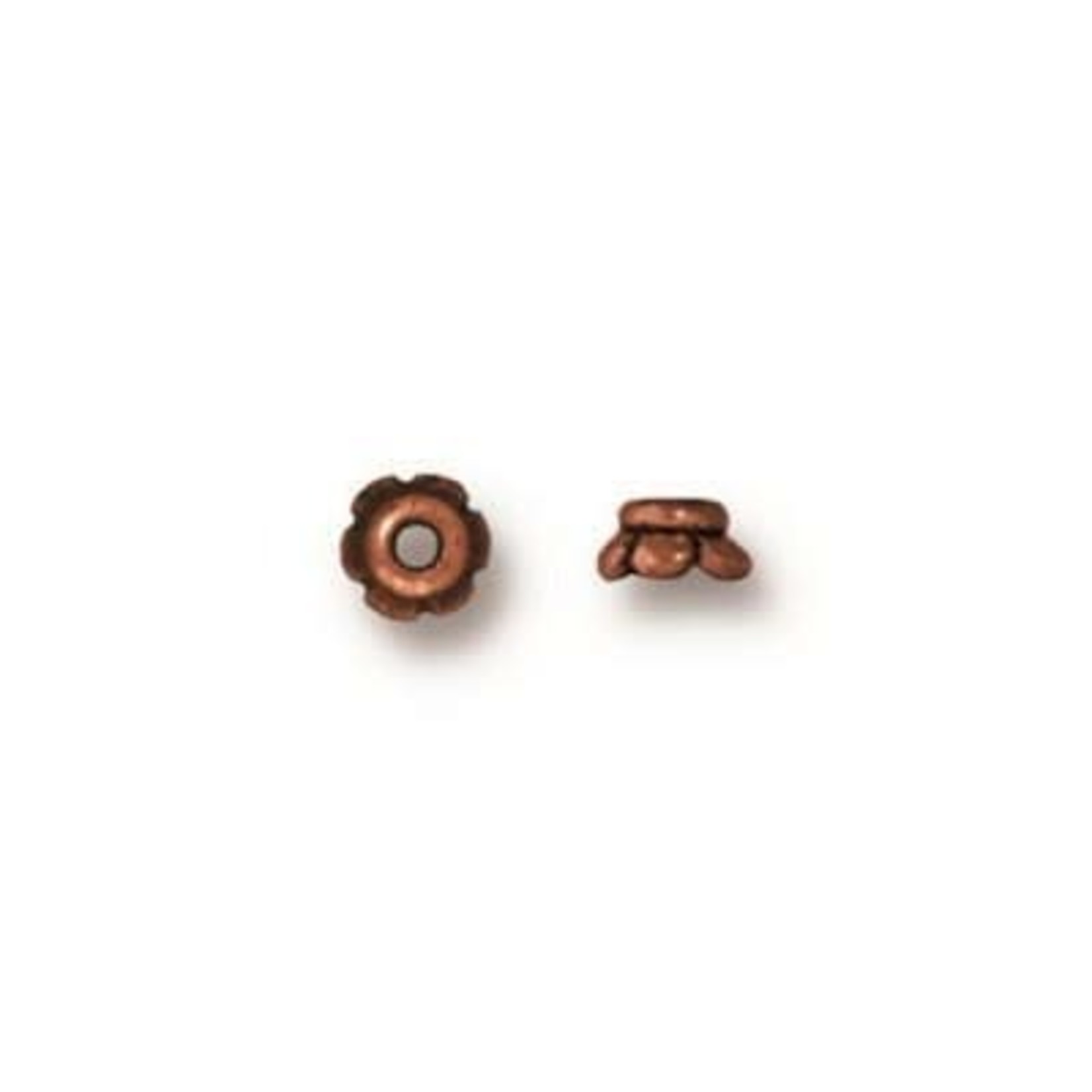 TierraCast Scalloped 4mm Bead Cap Antique Copper Plated - 20 pieces