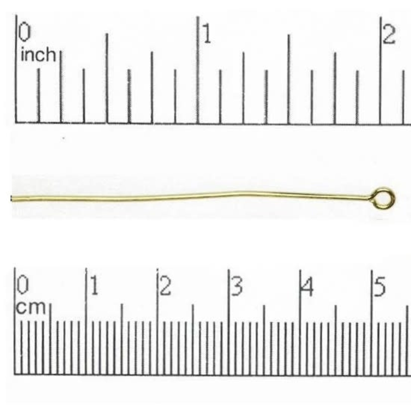 Gold Plated Eyepin 20 Ga  2" Nickel-Free - 20 pieces