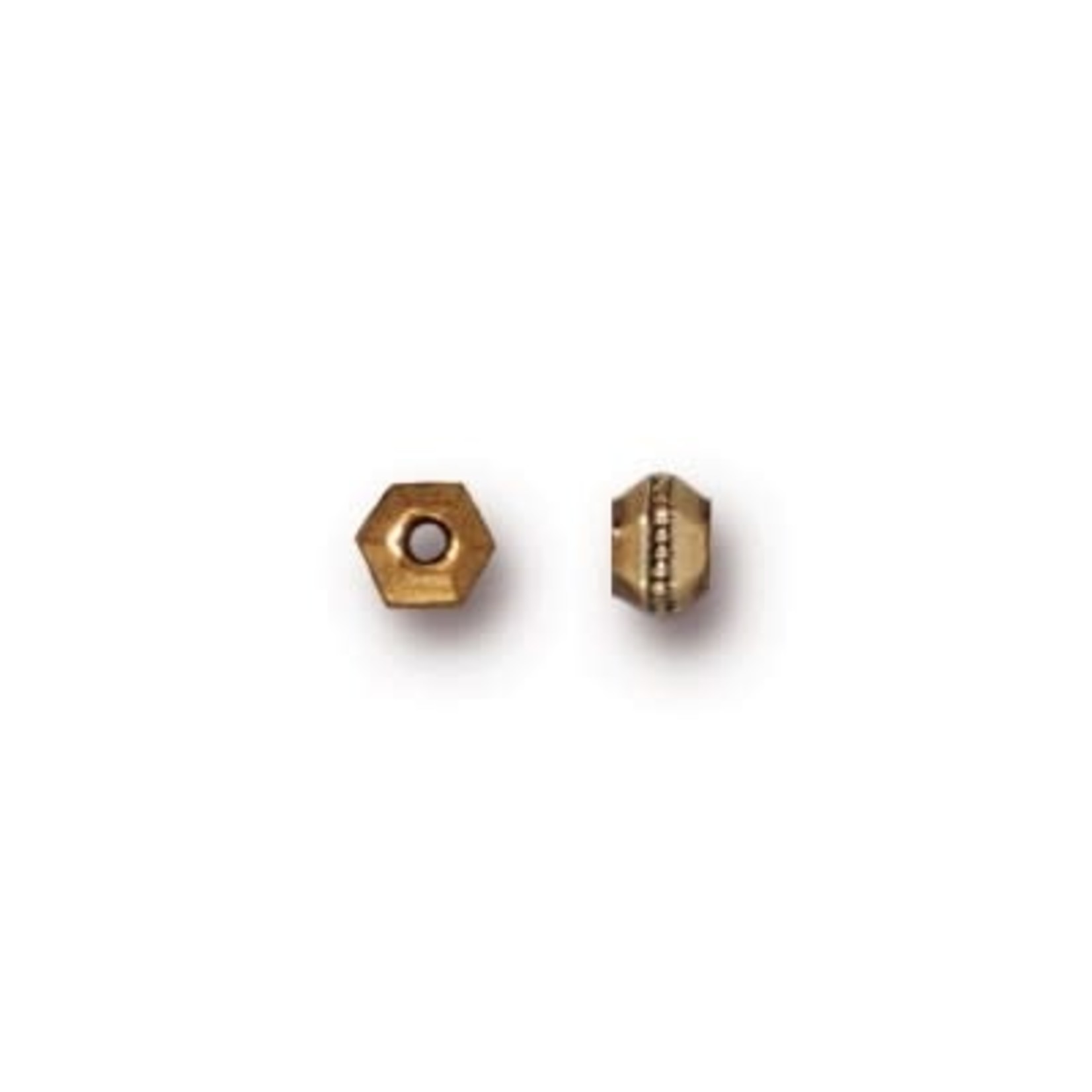 Faceted 3mm Hexagon Spacer Bead Antique Gold Plated - 100 pieces