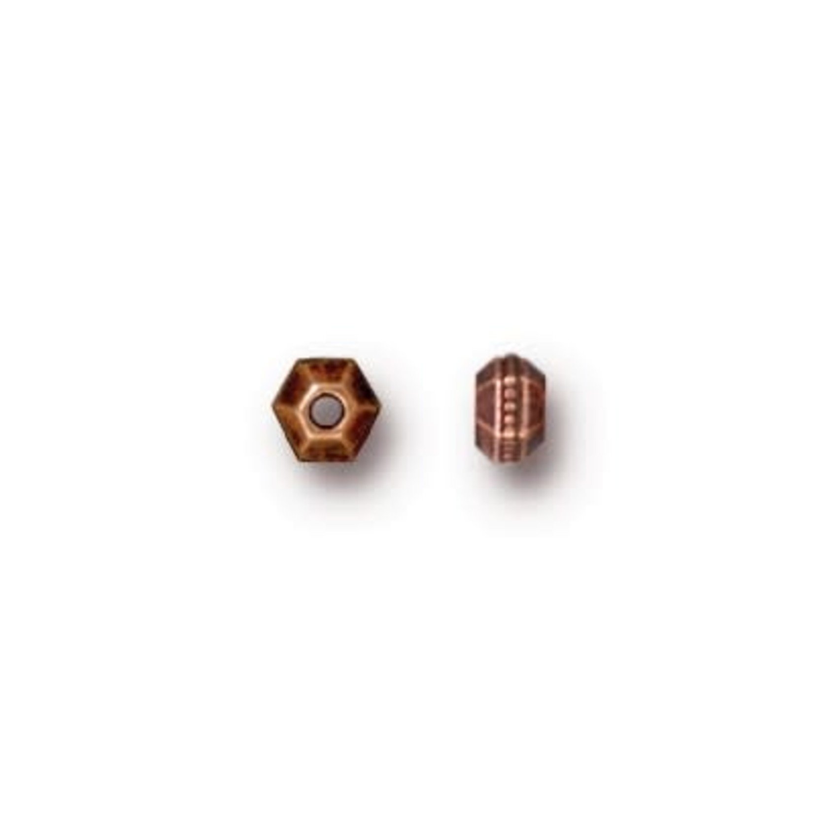 Faceted 3mm Hexagon Spacer Bead Antique Copper Plated - 100 pieces