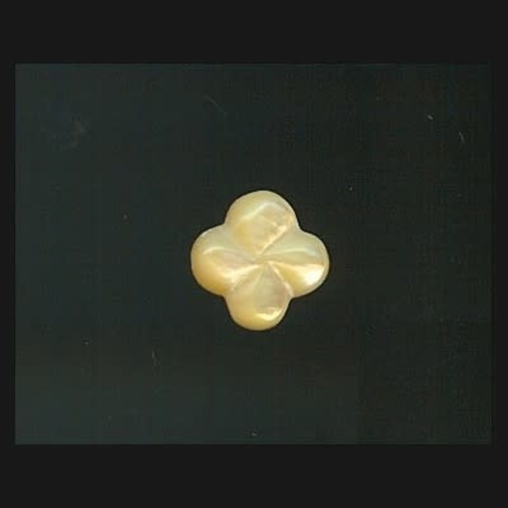 Carved Mother Of Pearl 4-Petal Flower - Yellow