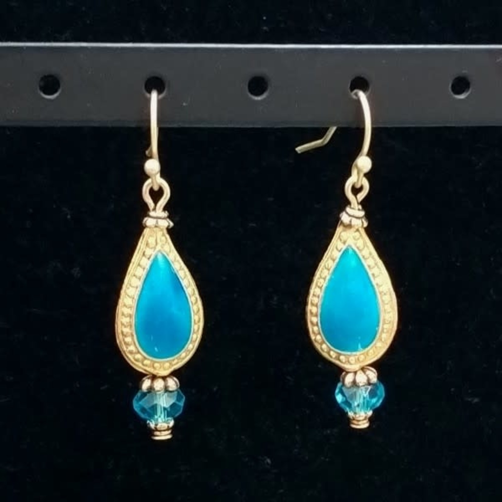 Bead Inspirations Cloisonne Drop Aqua Earrings - Ready to Wear