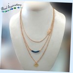 Gold Chain Necklace - Coin Drop with Hamsa- Ready to Wear